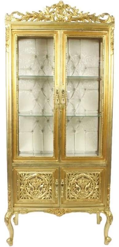 Garantierte Lieferung Casa Padrino vetrina barocco oro / crema 100 x 40 x A. 170 cm - Vetrina Barocco Ornato con 2 Porte in Vetro Bellissime Decorazioni e Strass