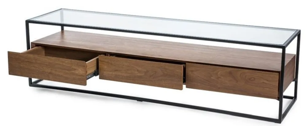Sofort Bestellen Casa Padrino armadio TV di lusso marrone / nero 150 x 40 x A. 40 cm - Mobile TV con lastra di vetro temperato e 3 cassetti - Mobili da Soggiorno