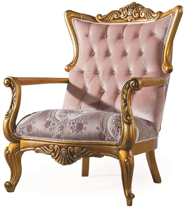 Casa Padrino poltrona barocco di lusso con strass rosa / oro 90 x 85 x A. 110 cm - Mobili per Soggiorno in Stile Barocco Saisonangebot