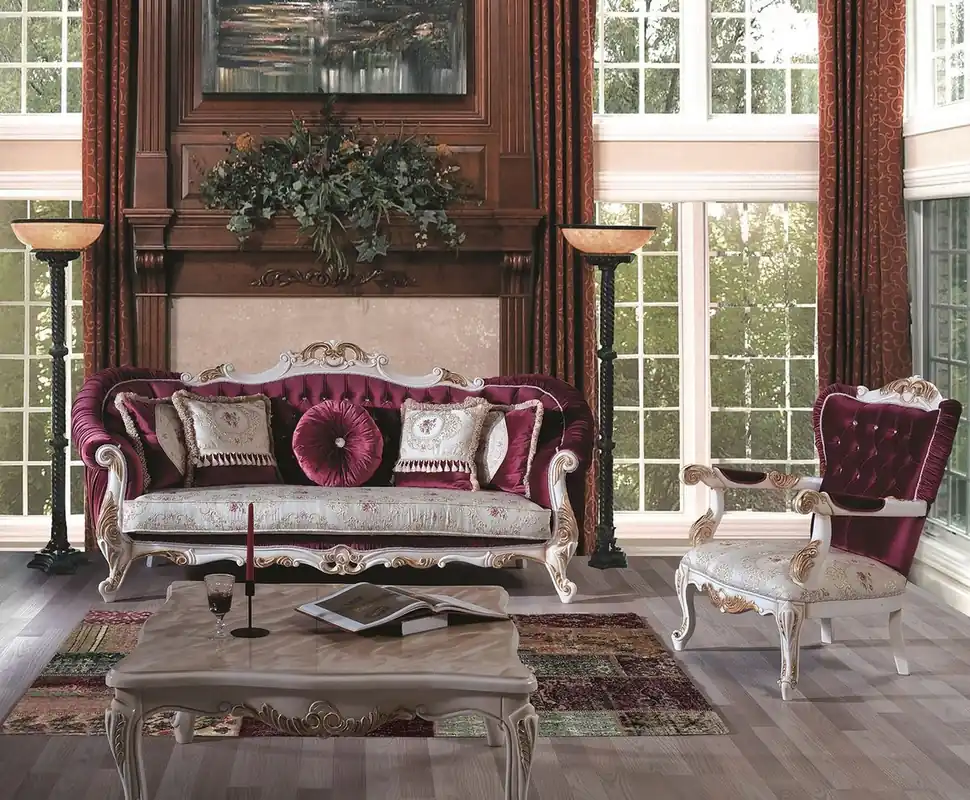 Neu Casa Padrino set da soggiorno barocco di lusso viola / crema / oro - 2 Divani e 2 Poltrone e 1 Tavolo da Salotto - Mobili Nobili in Stile Barocco