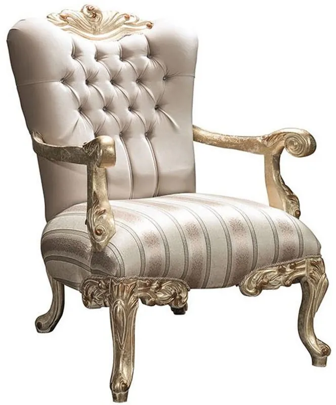 Casa Padrino poltrona barocco di lusso con strass beige / oro 80 x 85 x A. 117 cm - Mobili per soggiorno in stile barocco - Nobile e Ornato Sonderaktion