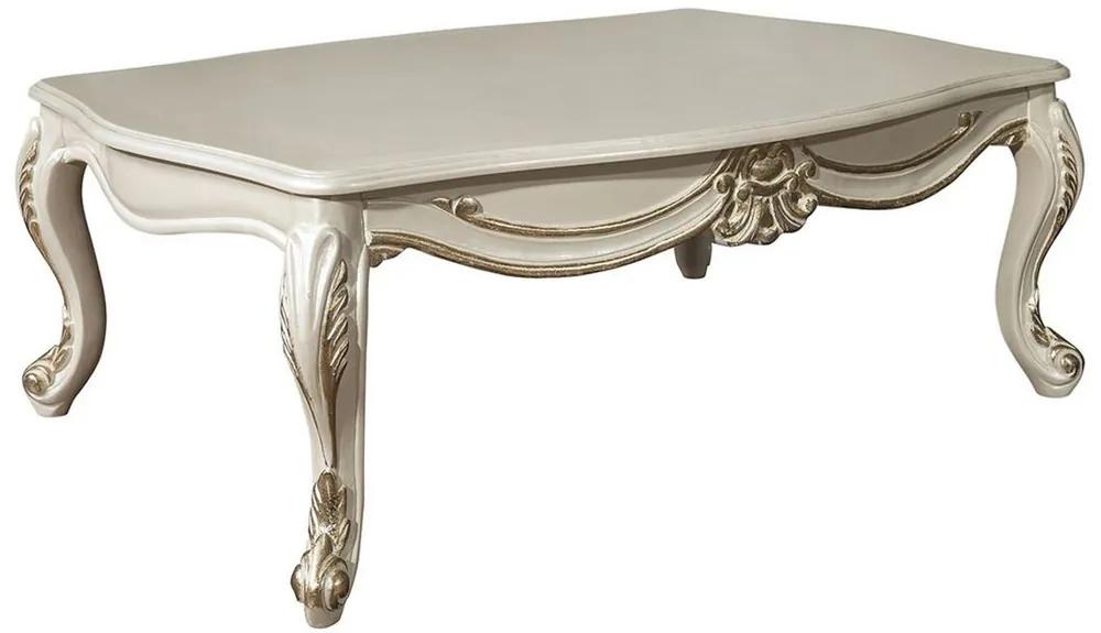 Casa Padrino tavolo soggiorno barocco di lusso crema / oro 113 x 85 x A. 45 cm - Tavolo da salotto rettangolare in legno massello - Mobili Barocchi Beliebt