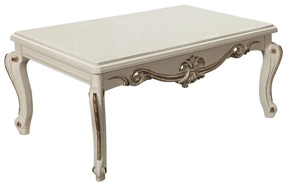 Casa Padrino tavolo soggiorno barocco di lusso in legno massello bianco / oro 110 x 70 x A. 50 cm - Tavolo da Salotto - Mobili da Soggiorno Beliebt