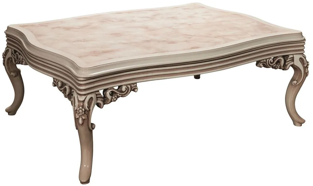 Casa Padrino tavolo soggiorno barocco di lusso crema / beige 120 x 80 x A. 50 cm - Tavolo da Salotto Magnifico con Lastra di Vetro Wochenendangebot