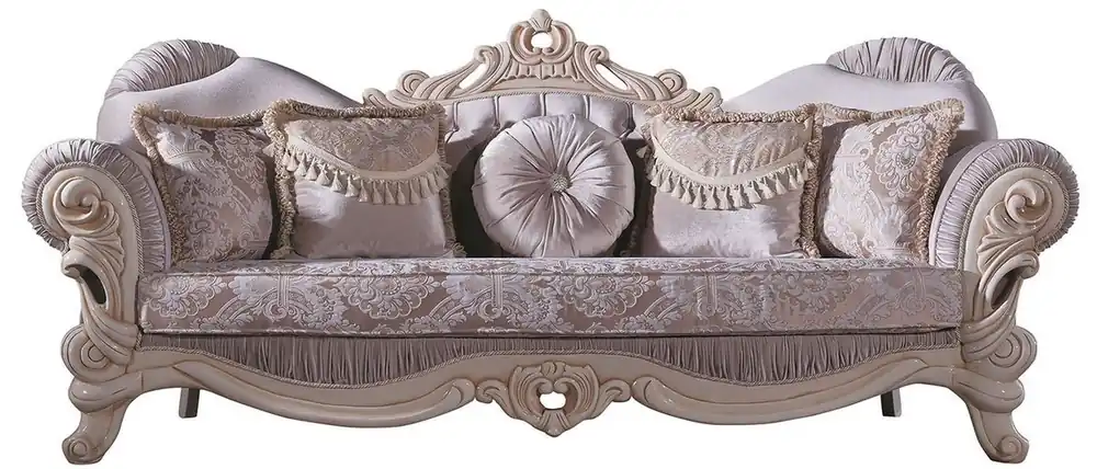Geprüft Casa Padrino divano barocco di lusso per soggiorno con strass e cuscini decorativi lilla / crema / beige 230 x 85 x A. 110 cm - Nobile e Sontuoso