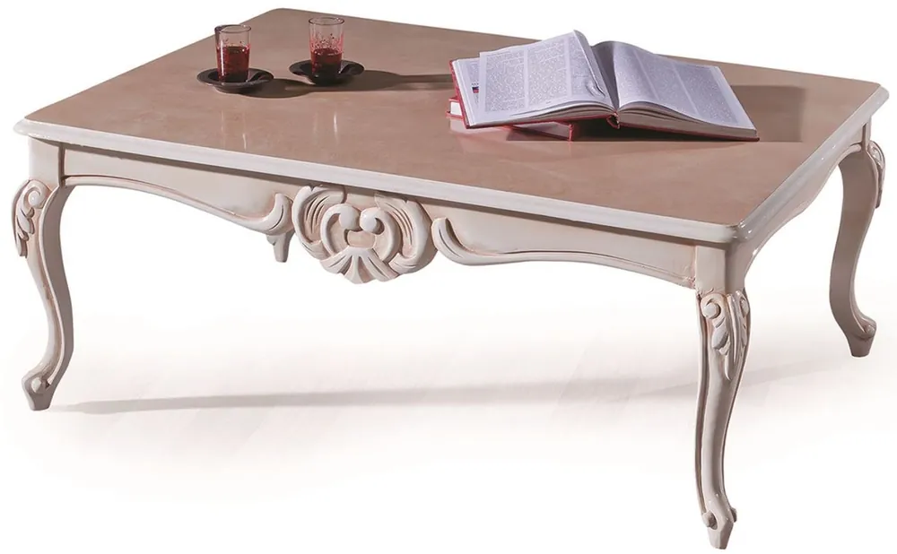 Casa Padrino tavolo soggiorno barocco di lusso crema / beige 90 x 70 x A. 50 cm - Tavolo da salotto nobile con piano in vetro - Mobili da soggiorno in stile barocco Nur Heute
