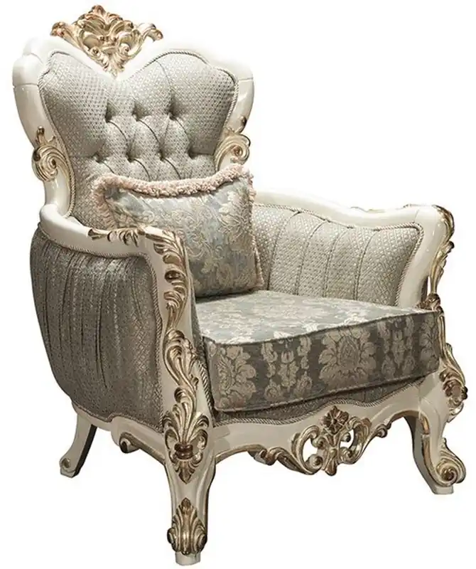 Casa Padrino poltrona da salotto barocco di lusso grigio / bianco / oro 90 x 85 x A. 115 cm - Poltrona magnifica con strass e cuscino decorativo - Mobili Nobili Barocchi Begrenztes Angebot