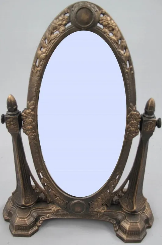 Preisreduziert Casa Padrino specchio per il Trucco Art Nouveau Marrone Rustico A. 45 cm - Specchio da Tavolo - Specchio dello Stand - Accessori Decorativi Barocco e Art Nouveau