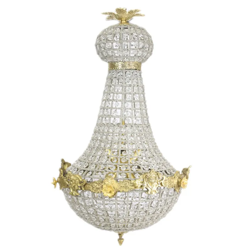 Must-Have Lampadario barocco oro con cristalli di vetro 50 x H 90 cm stile antico - lampadario lustro mobili lampada a sospensione lampada a sospensione