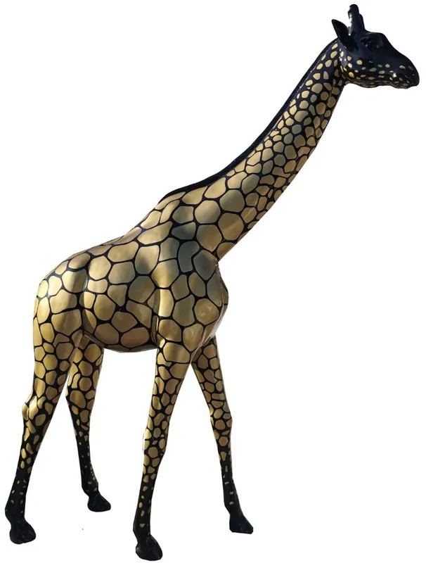Preisreduziert Casa Padrino decorazione di design giraffa nero / oro A. 320 cm - Enorme figura decorativa - Figura animale a grandezza naturale - Scultura da Giardino