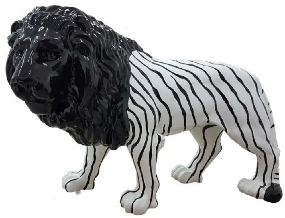 Jetzt Kaufen Casa Padrino decorazione di design leone nero / bianco 190 x 61 x A. 140 cm - Enorme scultura a grandezza naturale - Decorazione del Giardino