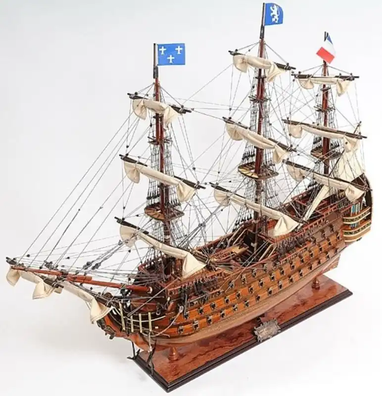 Casa Padrino nave ammiraglia di lusso Royal Louis con supporto in legno massello marrone 94 x 30,5 x A. 91,4 cm - Veliero Nave di Legno Decorativa Fatta a Mano Finale Aktion