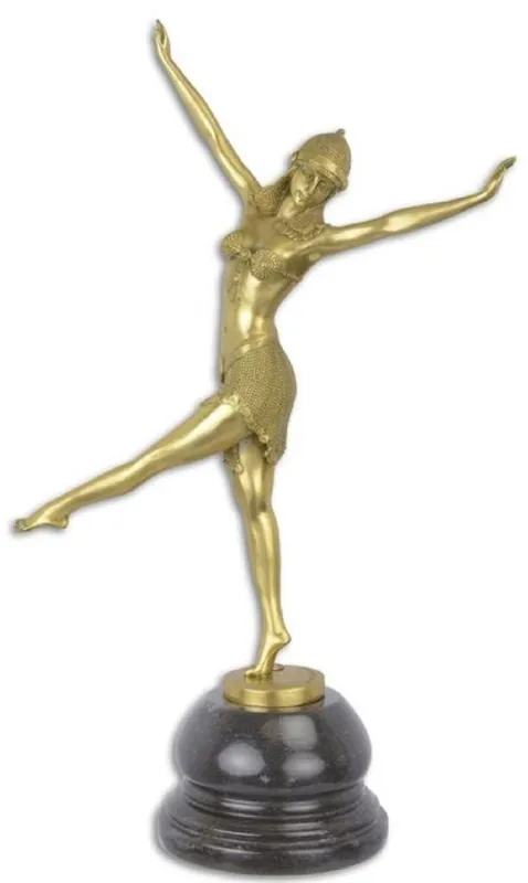 Günstig Casa Padrino scultura in bronzo di lusso ballerino arabo oro / nero 12,9 x 27,8 x A. 45,4 cm - Scultura in bronzo con base in marmo - Accessori Decorativi