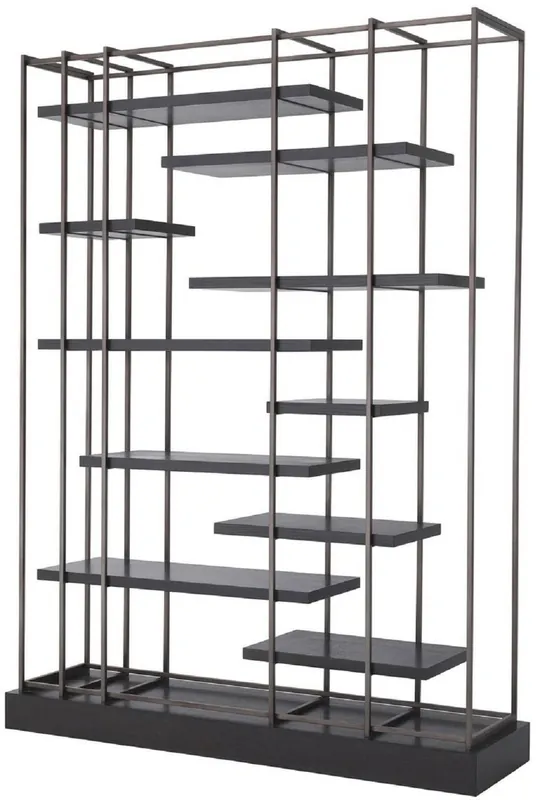 Markenprodukt Casa Padrino cabinet mensola di lusso nero / bronzo 166 x 45 x A. 222 cm - Armadio per Libri - Armadio Soggiorno - Armadio Ufficio