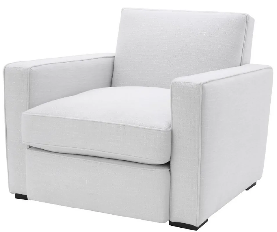 Casa Padrino poltrona di lusso bianco / nero 95 x 103,5 x A. 82 cm - Poltrona da salotto nobile - Qualità di Lusso Must-Have