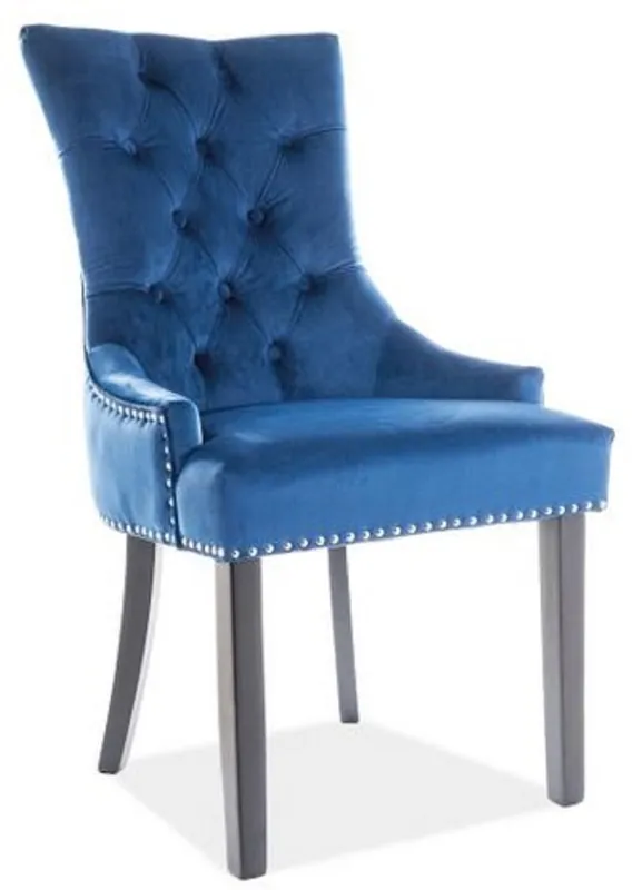 Highlight Casa Padrino sedia da pranzo Chesterfield di lusso blu / argento / nero 55 x 45 x A. 99 cm - Sedia da cucina con velluto - Mobili per Sala da Pranzo