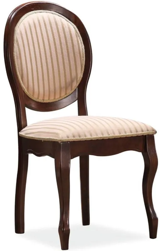 Nur Für Kurze Zeit Casa Padrino sedia da pranzo barocco beige / oro / marrone scuro 47 x 44 x A. 97 cm - Sedia da cucina a righe in stile barocco - Mobili Barocchi