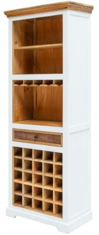 Letzte Chance Casa Padrino armadietto del vino in stile country bianco / naturale 72 x 40 x A. 196 cm - Armadietto bar in legno massello fatto a mano - Mobile Bar in Stile Country