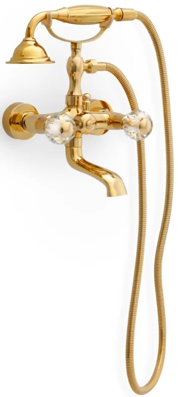 Casa Padrino miscelatore bagno Art Nouveau di lusso con flessibile e doccetta oro - Rubinetto Vasca da Bagno con Vetro Cristallo - Accessorio Bagno Nostalgico Preiswert