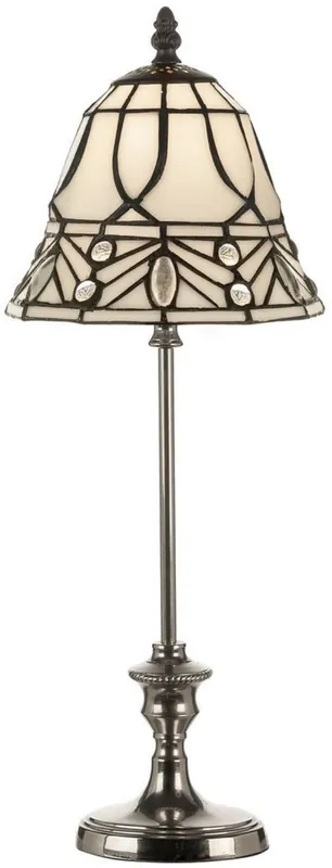 Casa Padrino Lampada da Tavolo Tiffany di Lusso Bianco / Nero / Argento Ø 18 x A. 49 cm - Elegante Lampada da Scrivania - Accessori Deco Begrenztes Angebot