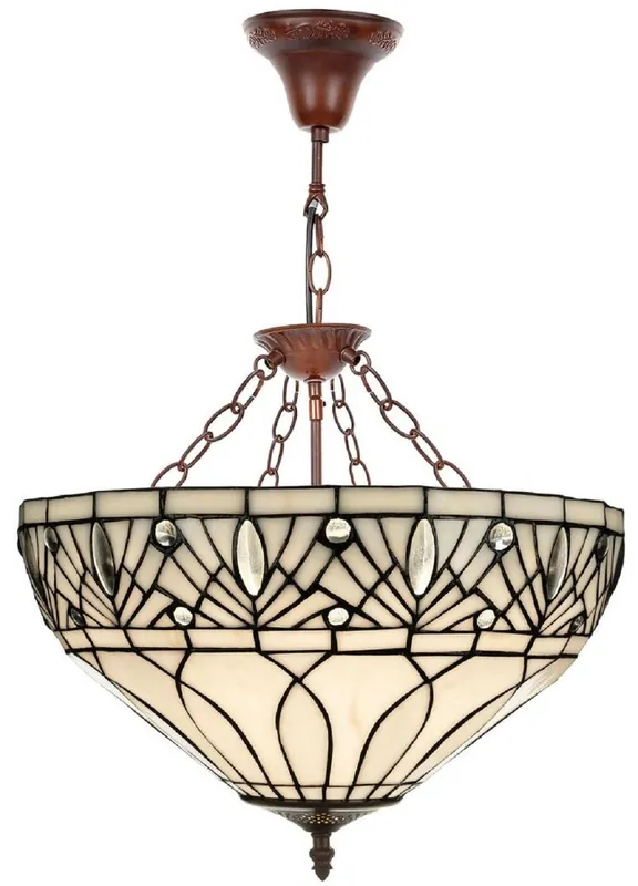 Knallerangebot Casa Padrino Lampada a Sospensione Tiffany di Lusso Bianco / Nero / Marrone Ø 40 x A. 40 cm - Fatto a Mano da Numerosi Pezzi di Mosaico di Vetro