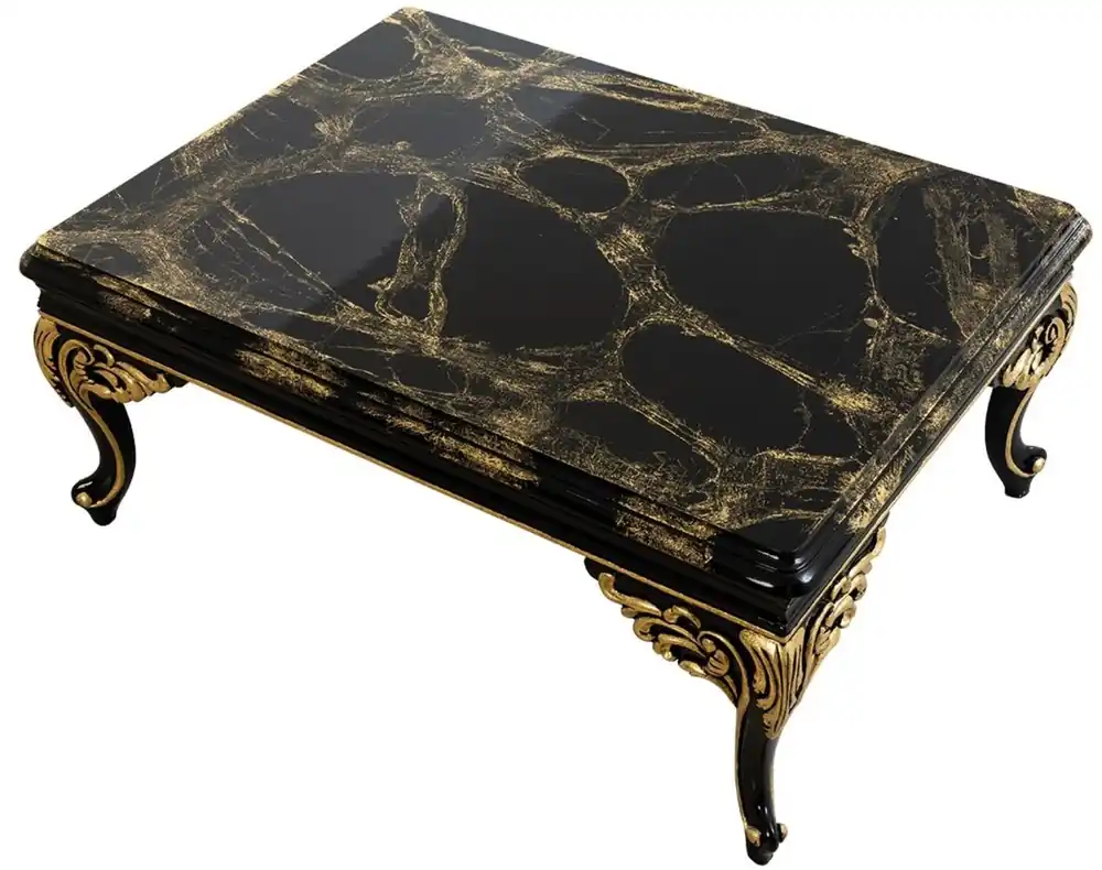 Casa Padrino tavolo soggiorno barocco di lusso nero / oro 110 x 84 x A. 48 cm - Tavolo da salotto magnifico - Mobili da Soggiorno in Stile Barocco Sonderaktion
