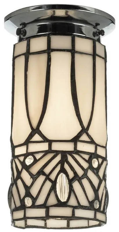 Bestpreis Casa Padrino Lampada da Soffitto Tiffany di Lusso Bianco / Nero / Argento Ø 10 x A. 21 cm - Lampada da Soffitto Rotonda - Accessori Decorativi