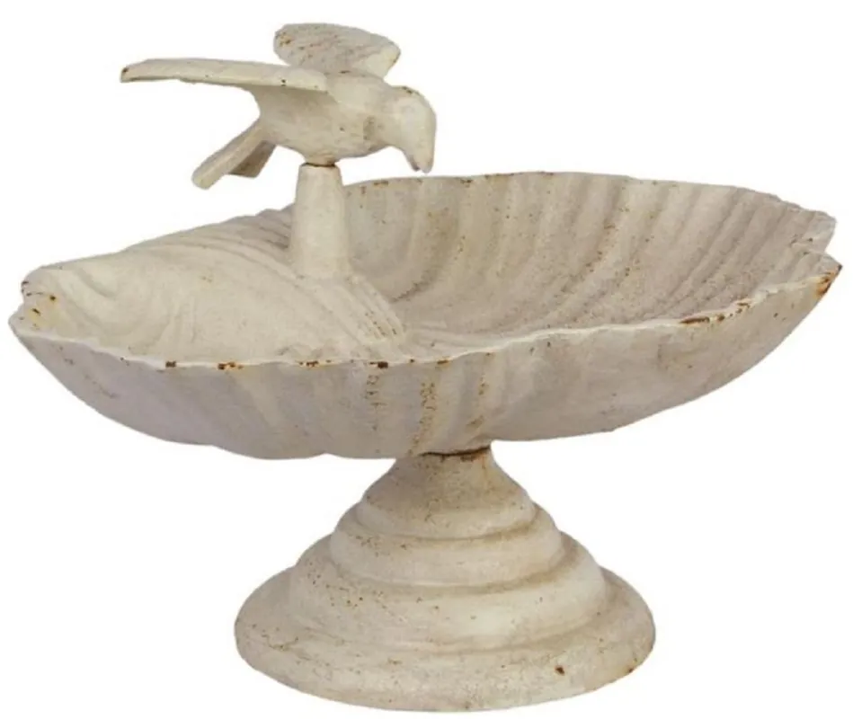 Top-Angebot Casa Padrino bagno per uccelli Art Nouveau con uccello decorativo bianco antico 33,5 x 26,5 x A. 21 cm - Decorazioni da Giardino in Stile Barocco e Art Nouveau