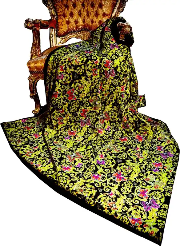 Günstig Coperta di lusso Pompöös di Casa Padrino Farfalle e fiori barocchi di Harald Glööckler con strass