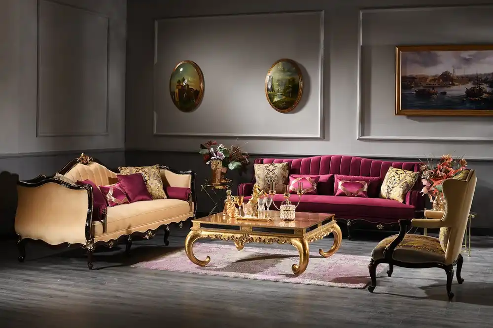 Abverkauf Casa Padrino Set da Soggiorno Barocco di Lusso - 2 Divani e 2 Poltrone e 1 Tavolo da Salotto - Mobili Barocchi - Nobile e Ornato - Qualità di Lusso - Fatto in Italy