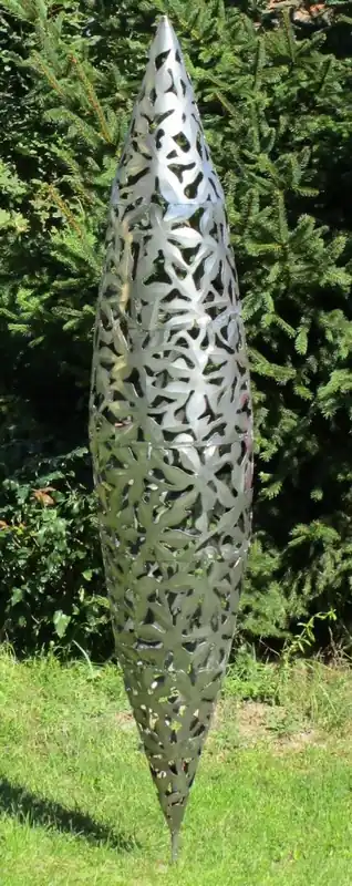 Finale Aktion Casa Padrino scultura da giardino di design in acciaio inossidabile cono argento Ø 40 x A. 200 cm - Figura da Giardino Fatta a Mano - Decorazione da Giardino di Lusso