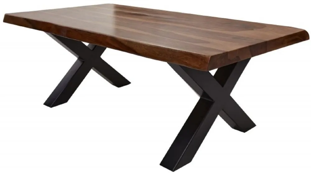Casa Padrino tavolo da salotto in legno massello con gambe in metallo marrone / nero 110 x 60 x A. 40 cm - Tavolino da caffè rettangolare in un aspetto industriale - Mobili per soggiorno Rabatt
