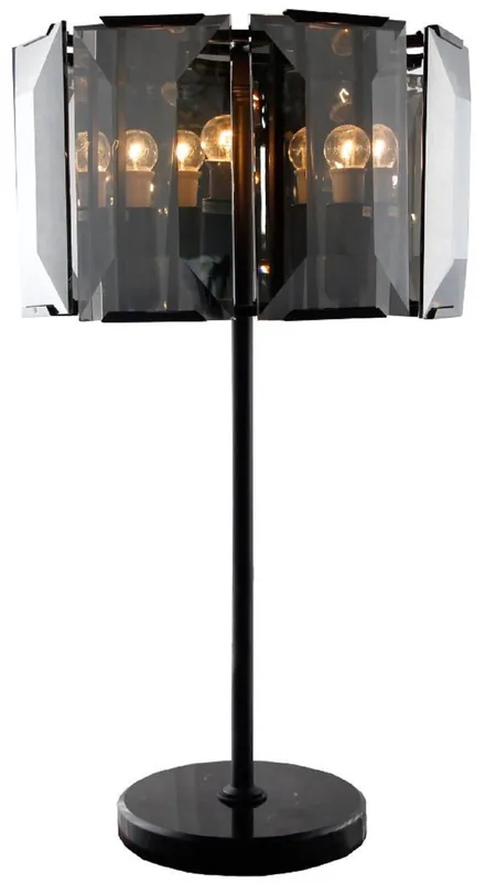 Garantierte Lieferung Casa Padrino lampada da tavolo di lusso nero / grigio Ø 48 x A. 86 cm - Lampada da tavolo rotonda con vetro colorato e base in marmo - Collezione di Lusso