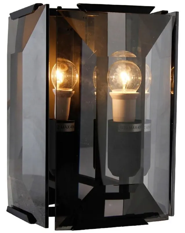 Casa Padrino lampada da parete di lusso nero / grigio 19 x 19 x A. 27 cm - Elegante lampada da parete con vetro colorato - Qualità di Lusso Sale