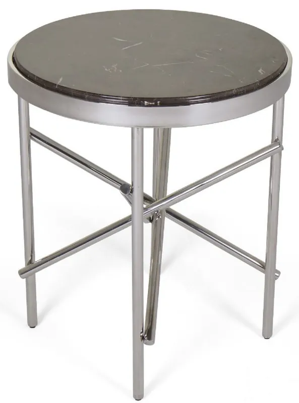 Billig Casa Padrino tavolino di lusso marrone scuro / argento Ø 51 x A. 60 cm - Tavolo rotondo con piano in marmo e struttura in acciaio inossidabile - Mobili per Soggiorno di Lusso