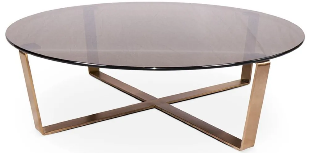 Casa Padrino tavolino da caffè di lusso bronzo / oro rosa Ø 105 x H. 38 cm - Tavolo da salotto rotondo con lastra di vetro e struttura in acciaio inossidabile - Mobili di Lusso Billig