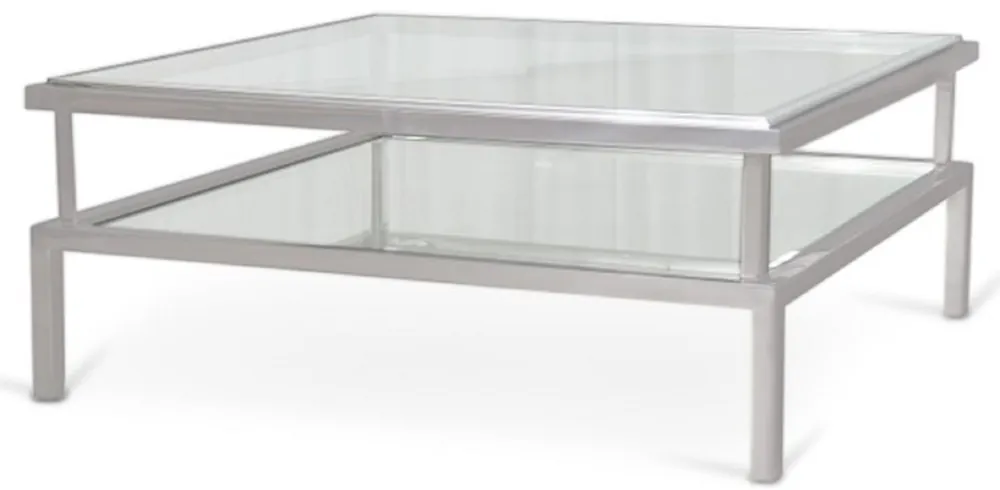 Kracherpreis Casa Padrino tavolino da caffè di lusso argento 120 x 120 x A. 42 cm - Tavolo da salotto moderno con lastre di vetro temperato e struttura in acciaio inossidabile - Mobili per soggiorno