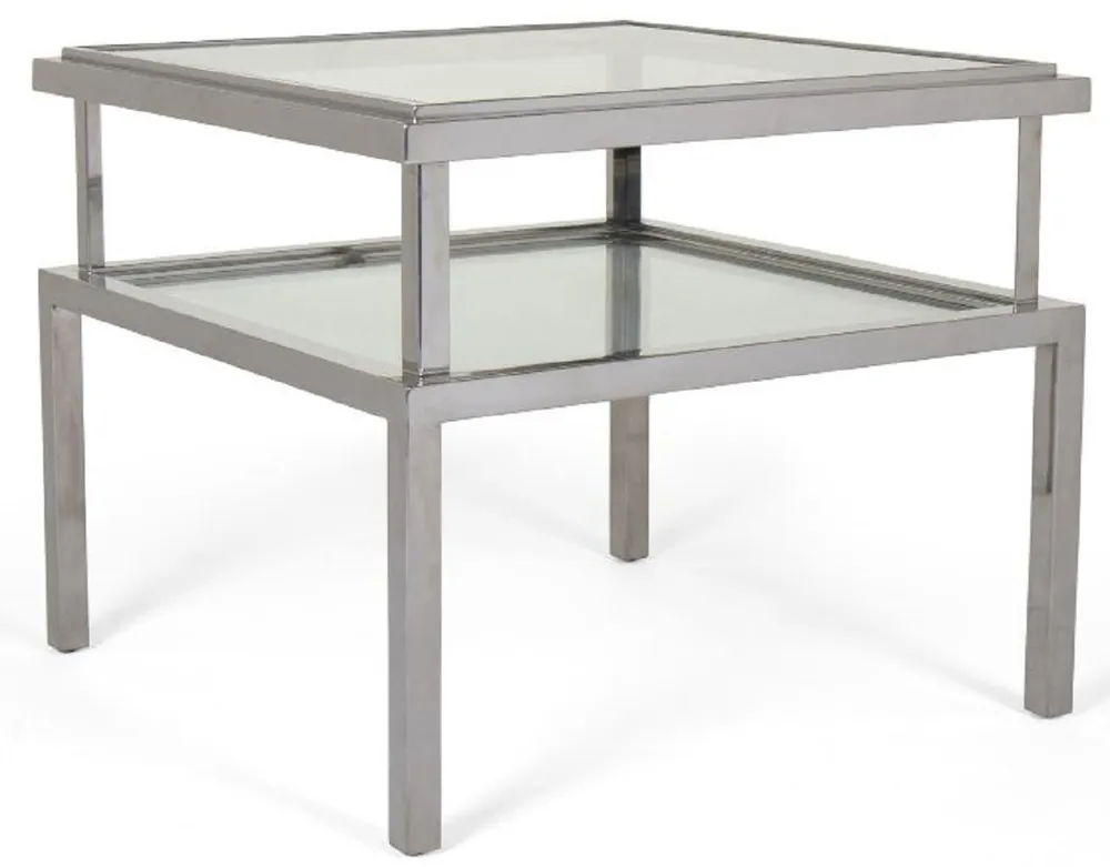 Casa Padrino tavolino di lusso argento 65 x 65 x A. 55 cm - Tavolo moderno con lastre di vetro temperato e struttura in acciaio inossidabile - Mobili per soggiorno Must-Have