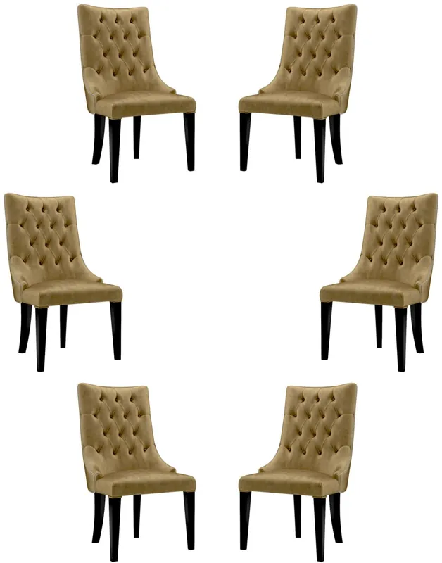 Casa Padrino set sedia da pranzo barocco di lusso oro / nero / argento 54 x 55 x A. 110 cm - Nobili sedie da cucina con tessuto in velluto - Set di 6 sedie barocche - Mobili per Sala da Pranzo Barocco Zertifiziert