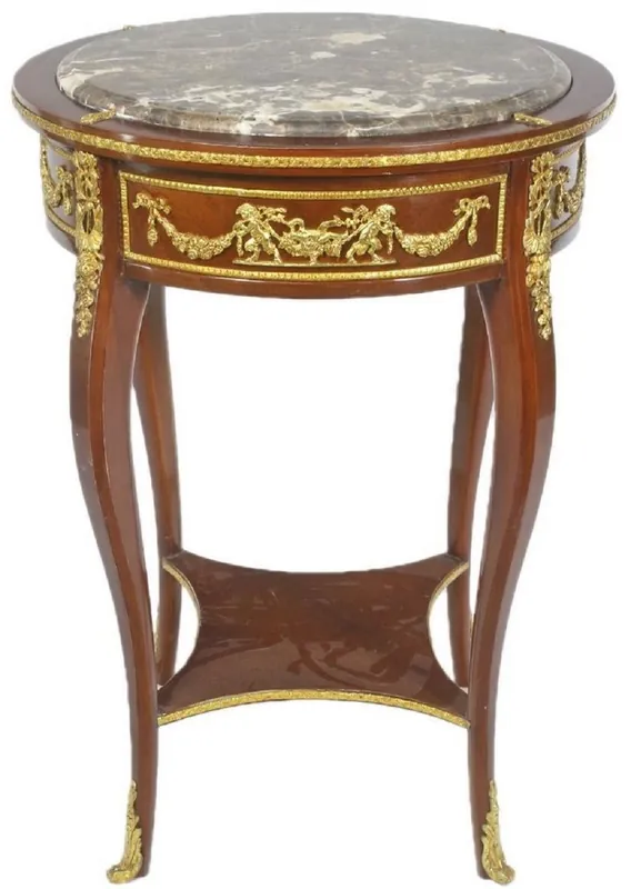 Casa Padrino tavolino barocco con piano in marmo marrone / oro Ø 45 x A. 75 cm - Tavolo rotondo in stile barocco - Mobili Barocchi Begrenztes Angebot