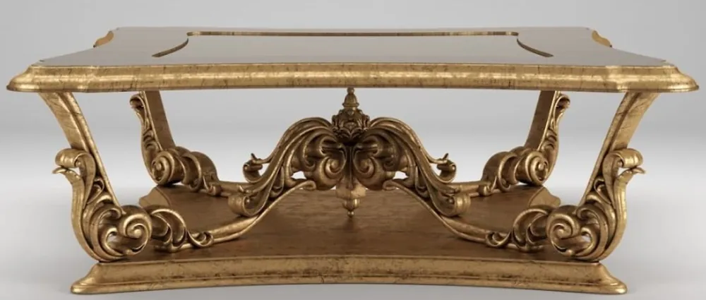 Casa Padrino tavolo soggiorno barocco di lusso marrone / oro antico 145 x 145 x A. 50 cm - Tavolo da salotto magnifico in stile barocco - Mobili Barocchi Direkt Vom Hersteller