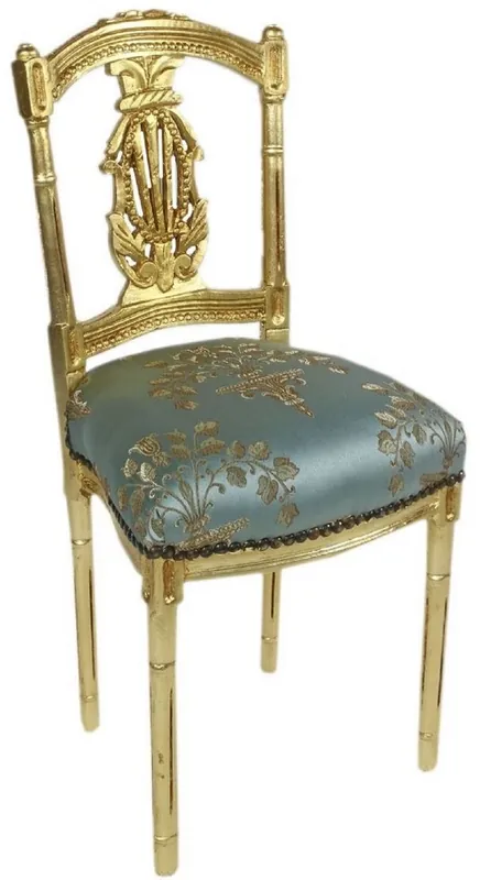 Casa Padrino sedia per donna barocco con elegante motivo turchese / oro 40 x 35 x A. 85 cm - Sedia stile antico fatta a mano - Mobili Barocchi Heißes Angebot