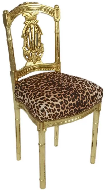 Casa Padrino sedia per donna barocco leopardo / oro 40 x 35 x A. 85 cm - Sedia stile antico fatta a mano - Mobili Barocchi Direkt Vom Hersteller