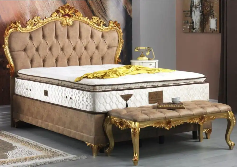 Casa Padrino set camera da letto barocco marrone / oro - Letto matrimoniale magnifica con panca - Mobili per camera da letto in stile barocco Wochenendangebot
