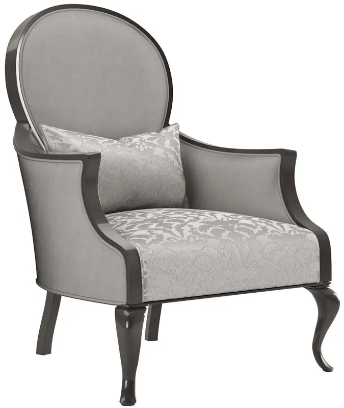 Casa Padrino poltrona da salotto barocco di lusso con elegante motivo argento / grigio / nero 80 x 70 x A. 103 cm - Mobili da soggiorno in stile barocco Neu