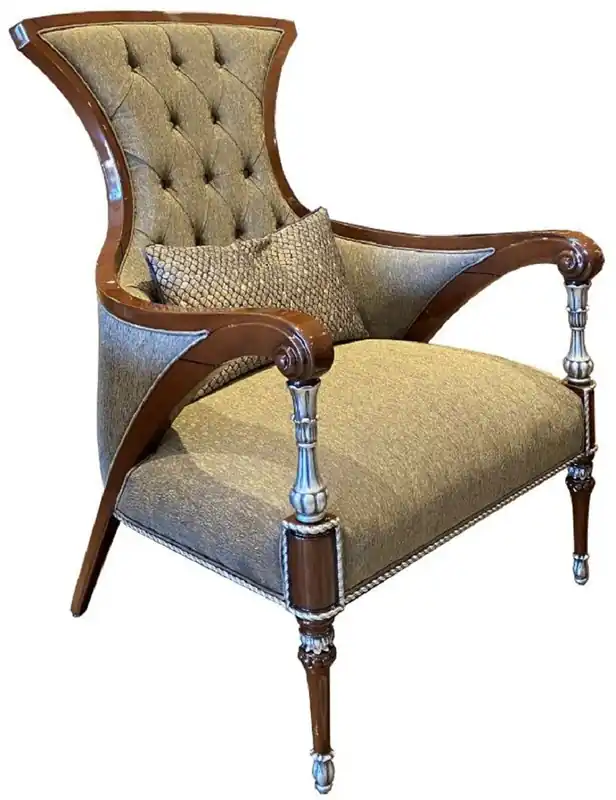Casa Padrino poltrona da salotto barocco di lusso grigio / marrone / argento 77 x 87 x A. 108 cm - Nobili mobili da soggiorno in stile barocco Bestseller