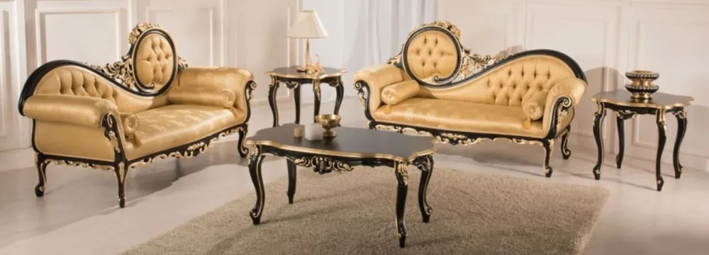 Casa Padrino set da soggiorno barocco di lusso oro / nero - 2 Divani e 1 Tavolo da Salotto e 2 Tavolini - Mobili per soggiorno in stile barocco - Mobili Nobili Barocchi Angebot