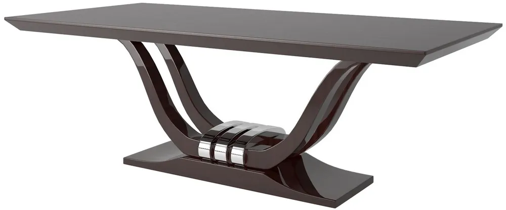 Casa Padrino tavolo da pranzo di lusso marrone scuro / argento 220 x 110 x A. 77 cm - Tavolo da pranzo nobile - Tavolo da cucina in legno massiccio - Mobili da pranzo di lusso Knallerangebot