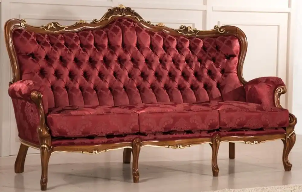 Neue Ware Casa Padrino divano da salotto barocco di lusso con elegante motivo rosso bordeaux / marrone / oro 200 x 90 x A. 115 cm - Mobili da soggiorno in stile barocco - Nobile e Splendido