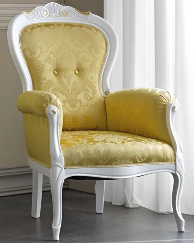 Echt Casa Padrino poltrona da salotto barocco di lusso con elegante motivo oro / bianco / oro 70 x 65 x A. 106 cm - Mobili Barocchi Nobili